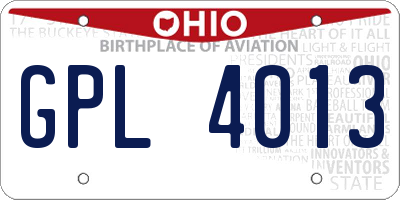 OH license plate GPL4013
