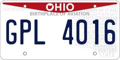 OH license plate GPL4016