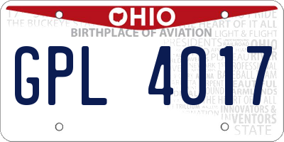OH license plate GPL4017