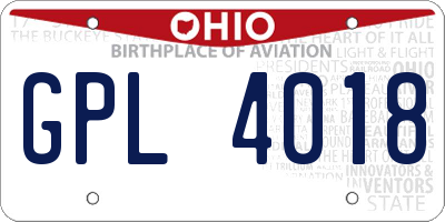 OH license plate GPL4018