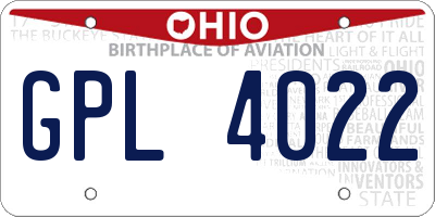 OH license plate GPL4022