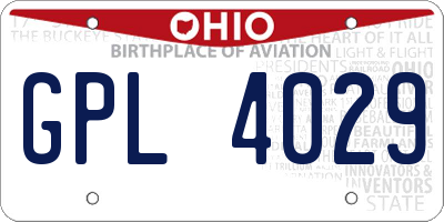 OH license plate GPL4029