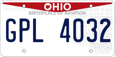 OH license plate GPL4032