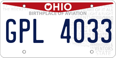 OH license plate GPL4033