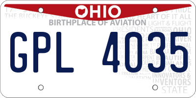 OH license plate GPL4035