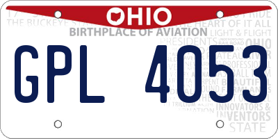 OH license plate GPL4053