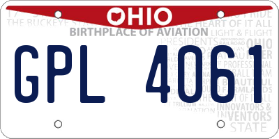 OH license plate GPL4061