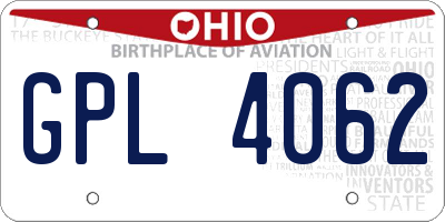 OH license plate GPL4062