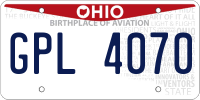 OH license plate GPL4070