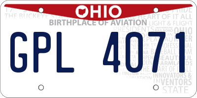 OH license plate GPL4071