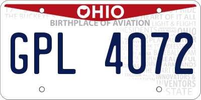 OH license plate GPL4072