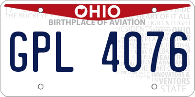 OH license plate GPL4076