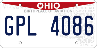 OH license plate GPL4086