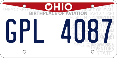 OH license plate GPL4087