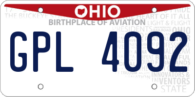 OH license plate GPL4092