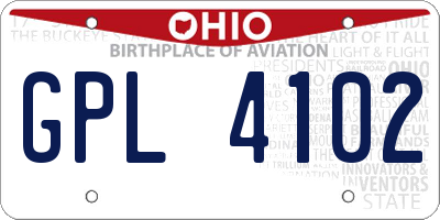 OH license plate GPL4102