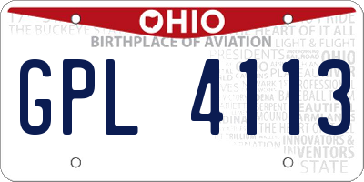 OH license plate GPL4113