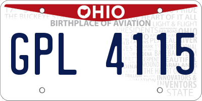 OH license plate GPL4115