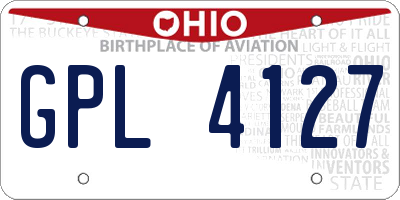 OH license plate GPL4127