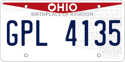 OH license plate GPL4135