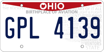 OH license plate GPL4139