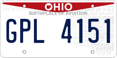 OH license plate GPL4151