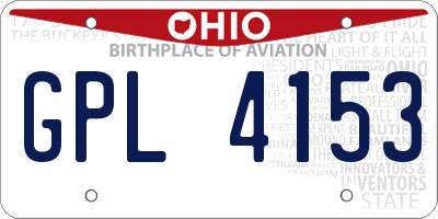 OH license plate GPL4153