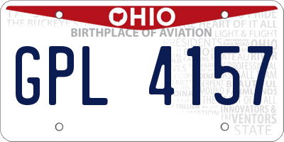 OH license plate GPL4157