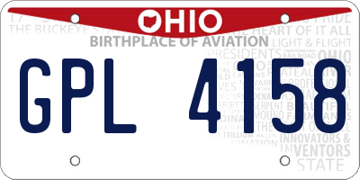 OH license plate GPL4158