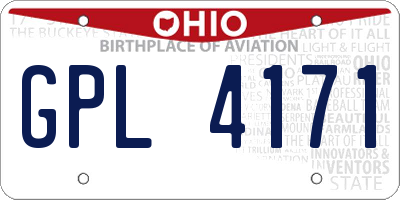 OH license plate GPL4171