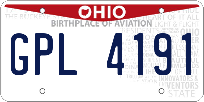 OH license plate GPL4191