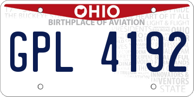 OH license plate GPL4192