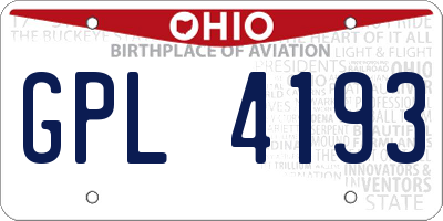OH license plate GPL4193