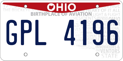 OH license plate GPL4196