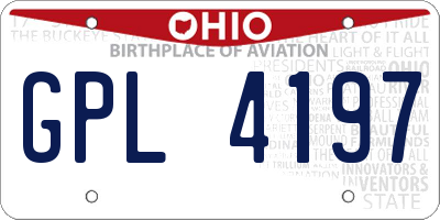 OH license plate GPL4197