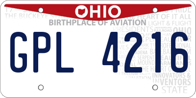 OH license plate GPL4216