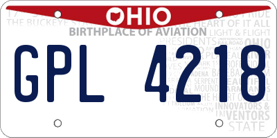 OH license plate GPL4218