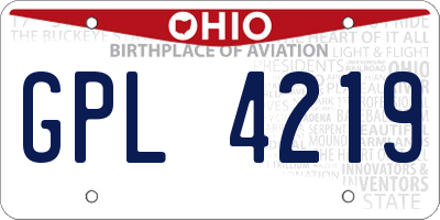 OH license plate GPL4219