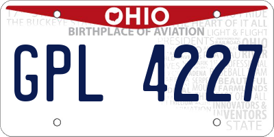 OH license plate GPL4227
