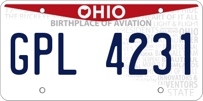 OH license plate GPL4231