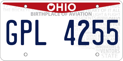 OH license plate GPL4255
