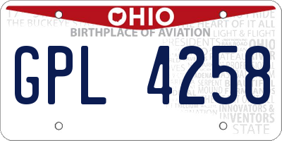 OH license plate GPL4258
