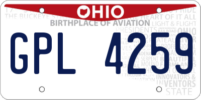 OH license plate GPL4259
