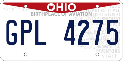 OH license plate GPL4275