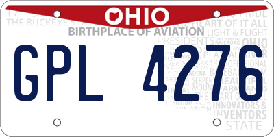 OH license plate GPL4276