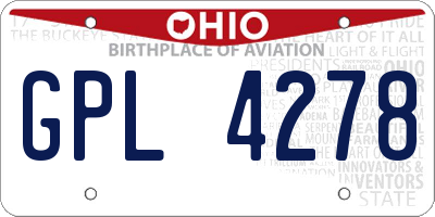 OH license plate GPL4278