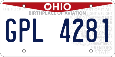 OH license plate GPL4281