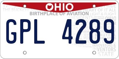 OH license plate GPL4289