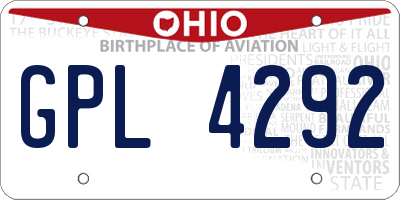 OH license plate GPL4292
