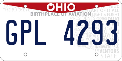 OH license plate GPL4293